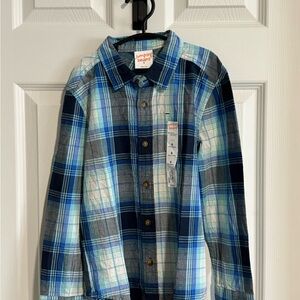 Jumping Beans Navy and Light Blue Plaid Shirt